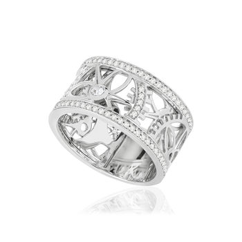 Bague Vesontio or blanc 750, diamants total 4/100e de carat.