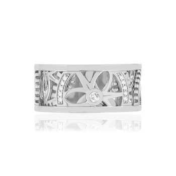Bague or blanc 750, diamants total 6/100e de carat.