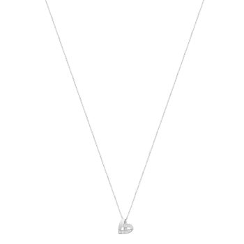 Collier or blanc 750 diamants coeur42 cm