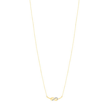 Collier or jaune 375 2 tons diamants infini 45 cm