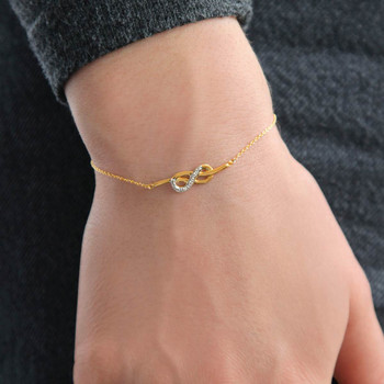 Bracelet or 375 2 tons diamants infini 18 cm