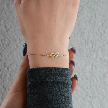 Bracelet or 375 2 tons diamants infini 18 cm