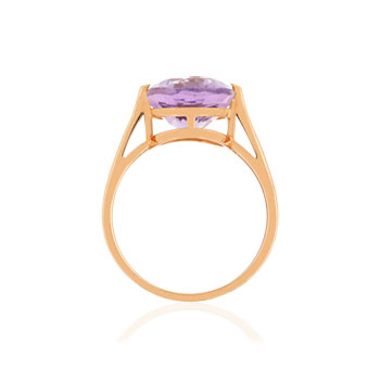 Bague or rose 750, 1 améthyste de 5,40 carats.