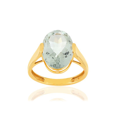 Bague or jaune 750 1 quartz vert ovale de 5 40 carats. MATY