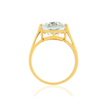 Bague or jaune 750, 1 quartz vert ovale de 5,40 carats.