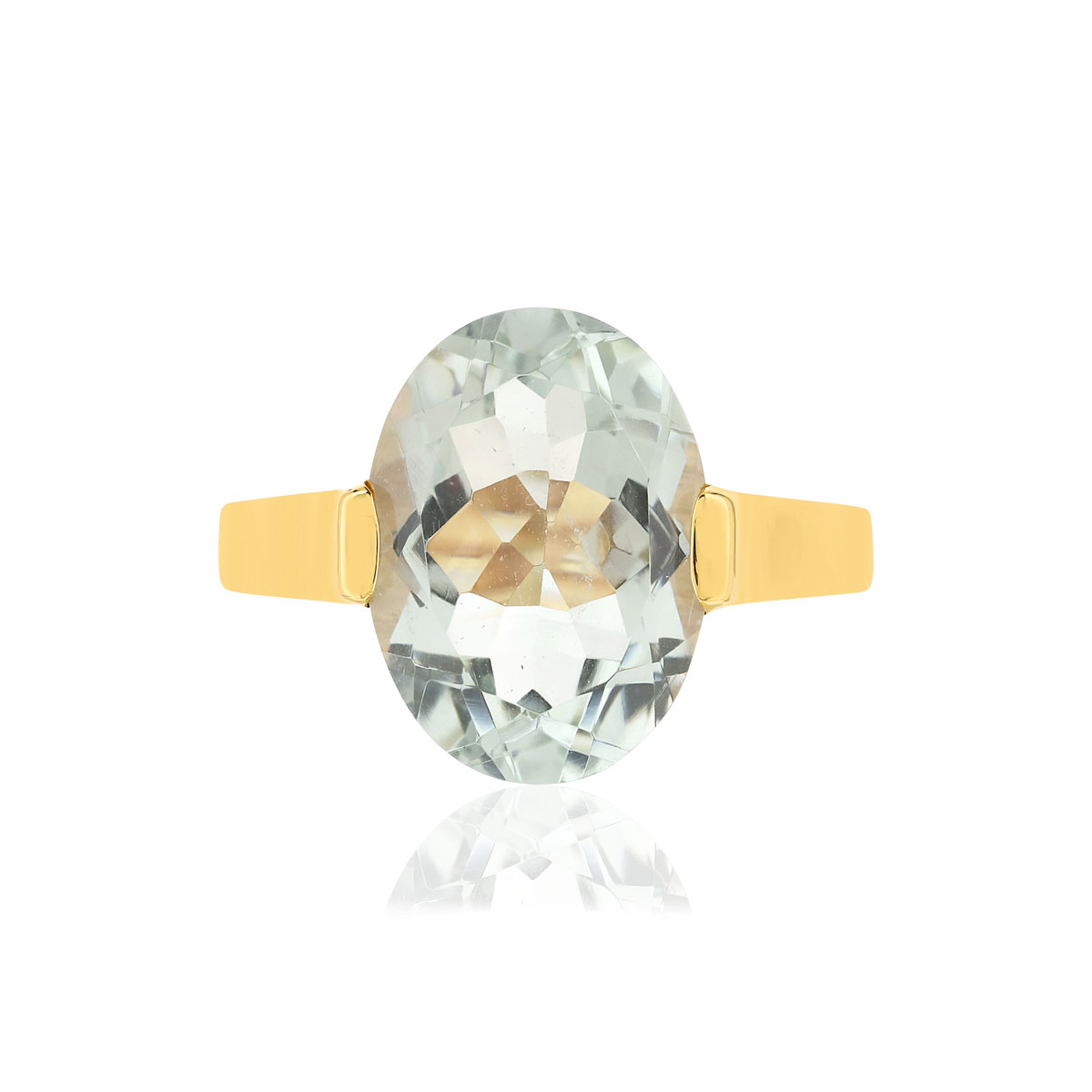 Bague or jaune 750, 1 quartz vert ovale de 5,40 carats. - vue 3