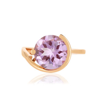 Bague or rose 750, 1 améthyste de 3,26 carats.