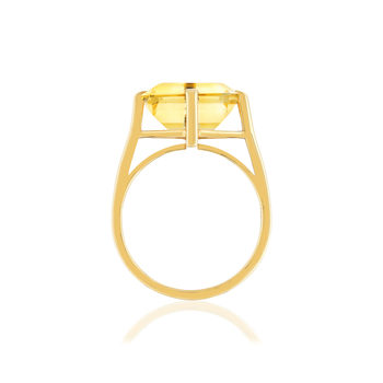 Bague or jaune 750, 1 citrine de 5 carats.
