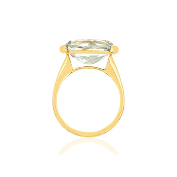 Bague or jaune 750, 1 quartz vert de 4,77 carats