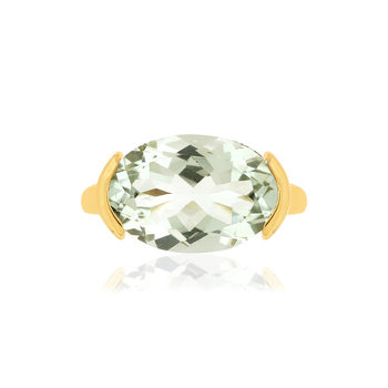 Bague or jaune 750, 1 quartz vert de 4,77 carats