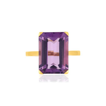 Bague or jaune 750, 1 Améthyste de 6,80 carats.