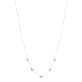 Collier or 375 2 tons, forme coeur, diamants. Longueur 45 cm.