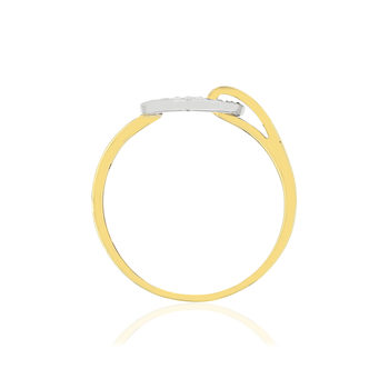 Bague or 375 et or rhodié, forme coeur, diamants total 10/100e de carat.