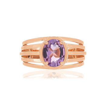 Bague or rose 375, 1 Améthyste 1,35 carat.