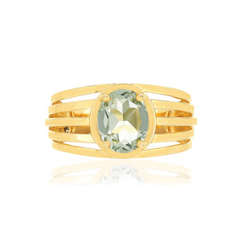 Bague or jaune 375, 1 quartz vert 1,40 carat.