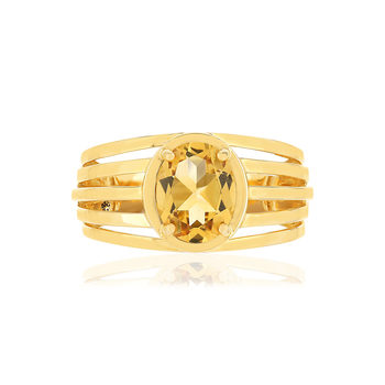 Bague or jaune 375, 1 Citrine 1,30 carat.