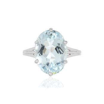 Bague or blanc 750, 1 Aigue marine.