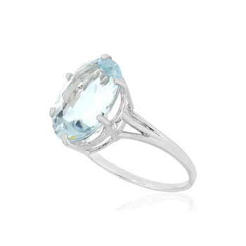 Bague or blanc 750, 1 Aigue marine.