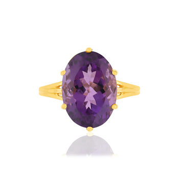 Bague or jaune 750, 1 Améthyste de 5 carats.