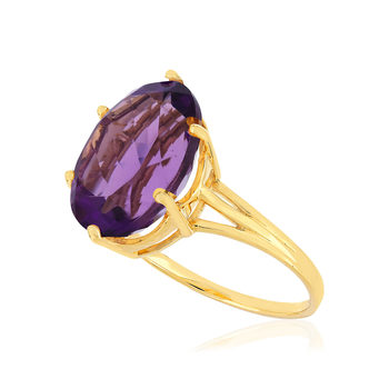 Bague or jaune 750, 1 Améthyste de 5 carats.