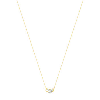Collier or 375 2 tons, quartz, diamants.