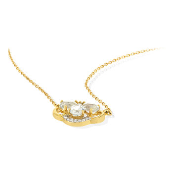 Collier or 375 2 tons, quartz, diamants.