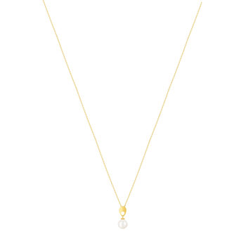 Collier or jaune 375, perle de culture de Chine. Longueur 45 cm.