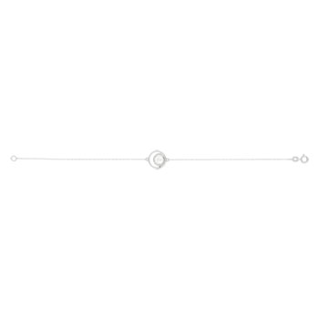 Bracelet or blanc 375, perle de culture de Chine, diamants. Longueur 19 cm.