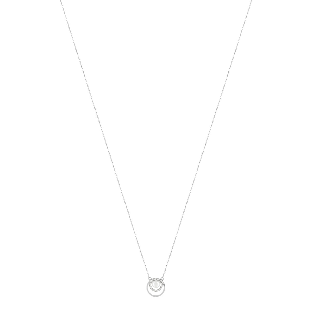 Collier or banc 375, perle de culture de Chine, diamants. Longueur 45 cm. - vue 2