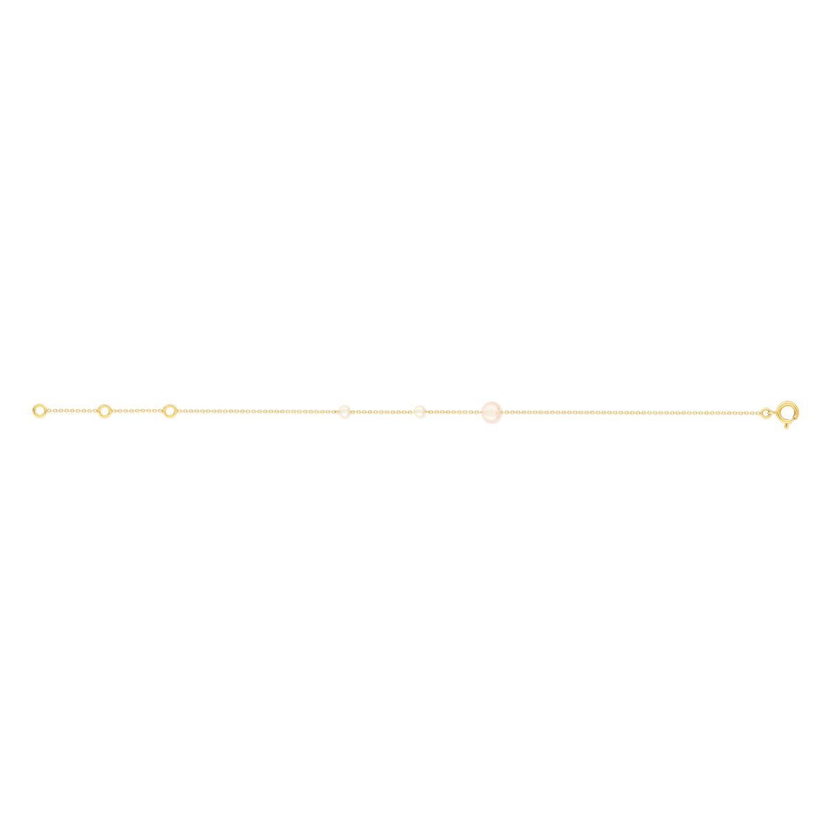 Bracelet or jaune 375, 3 perles de culture de Chine. Longueur 18 cm. - vue 2