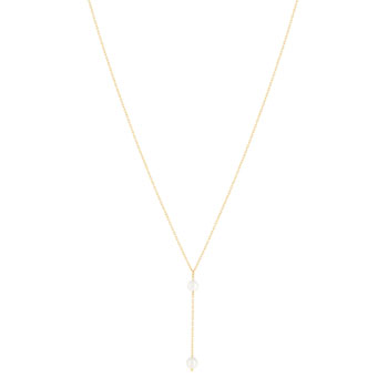 Collier or jaune 375, 2 perles de culture de Chine. Longueur 40 cm.