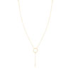 Collier or jaune 375, motif anneau, perle de culture de Chine. Longueur 40 cm. - vue V2