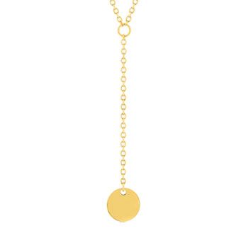 Collier acier doré jaune disque 47 cm