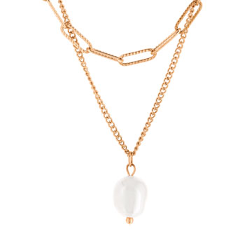 Collier acier rose perle imitation 48 cm
