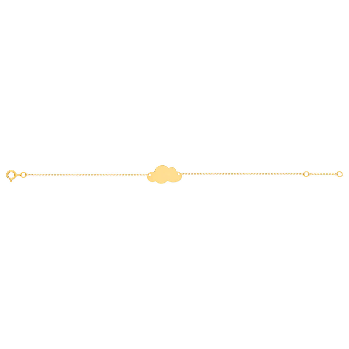Bracelet or jaune 375, médaille motif nuage, personnalisable. Longueur 19 cm. - vue 2