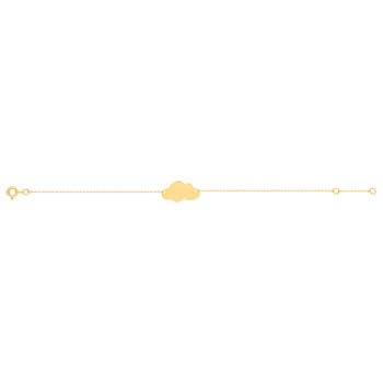 Bracelet or jaune 375, médaille motif nuage, personnalisable. Longueur 19 cm.