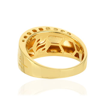 Bague or jaune 375, ciselé, motif soleil.