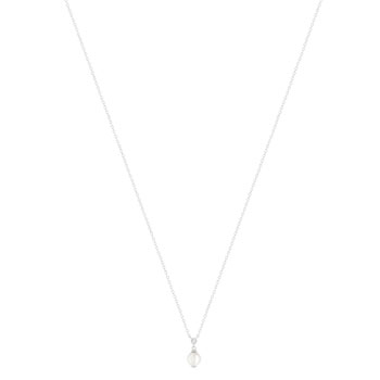 Collier argent 925, perle de culture de Chine et zirconia. Longueur 45 cm.