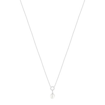 Collier argent 925 perle de culture de Chine zirconias 45 cm