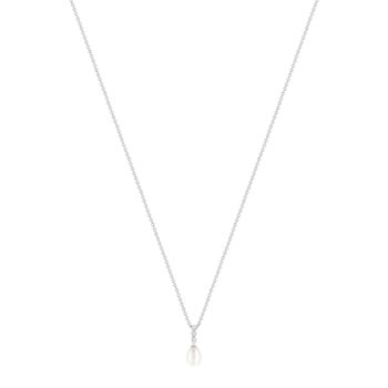 Collier argent 925 zirconias perles de culture de Chine 45 cm