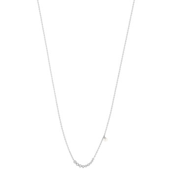 Collier argent 925, perle de culture de Chine et zirconia. Longueur 45 cm.