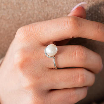 Bague argent 925, perle de culture de Chine.