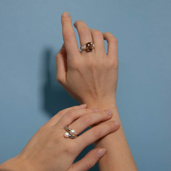 Bague argent perles de culture de chine