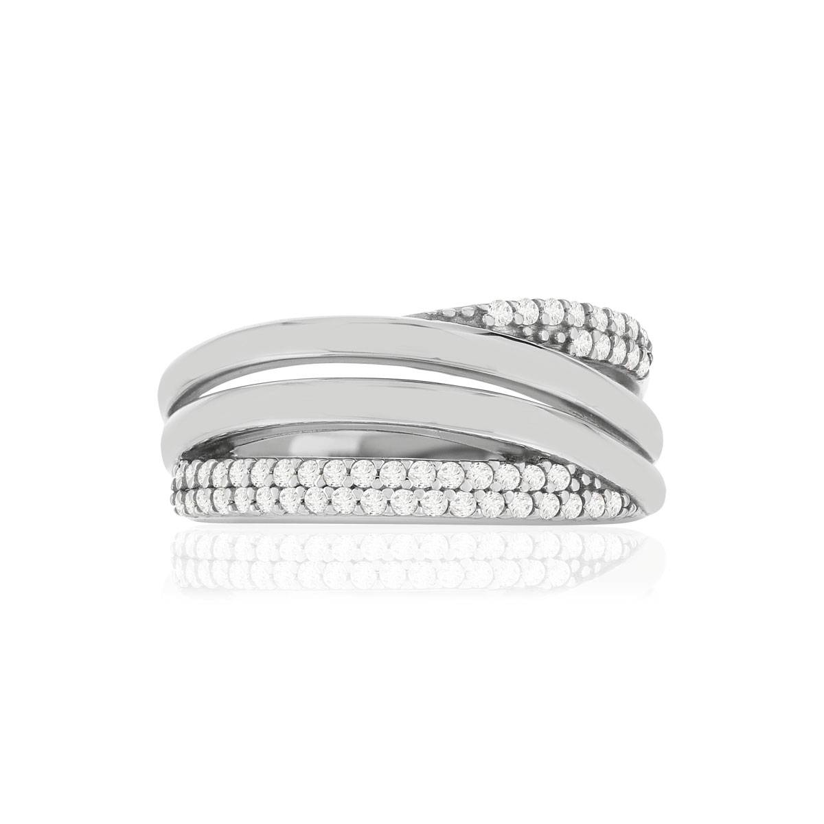 Bague argent 925, zirconias. - vue 3