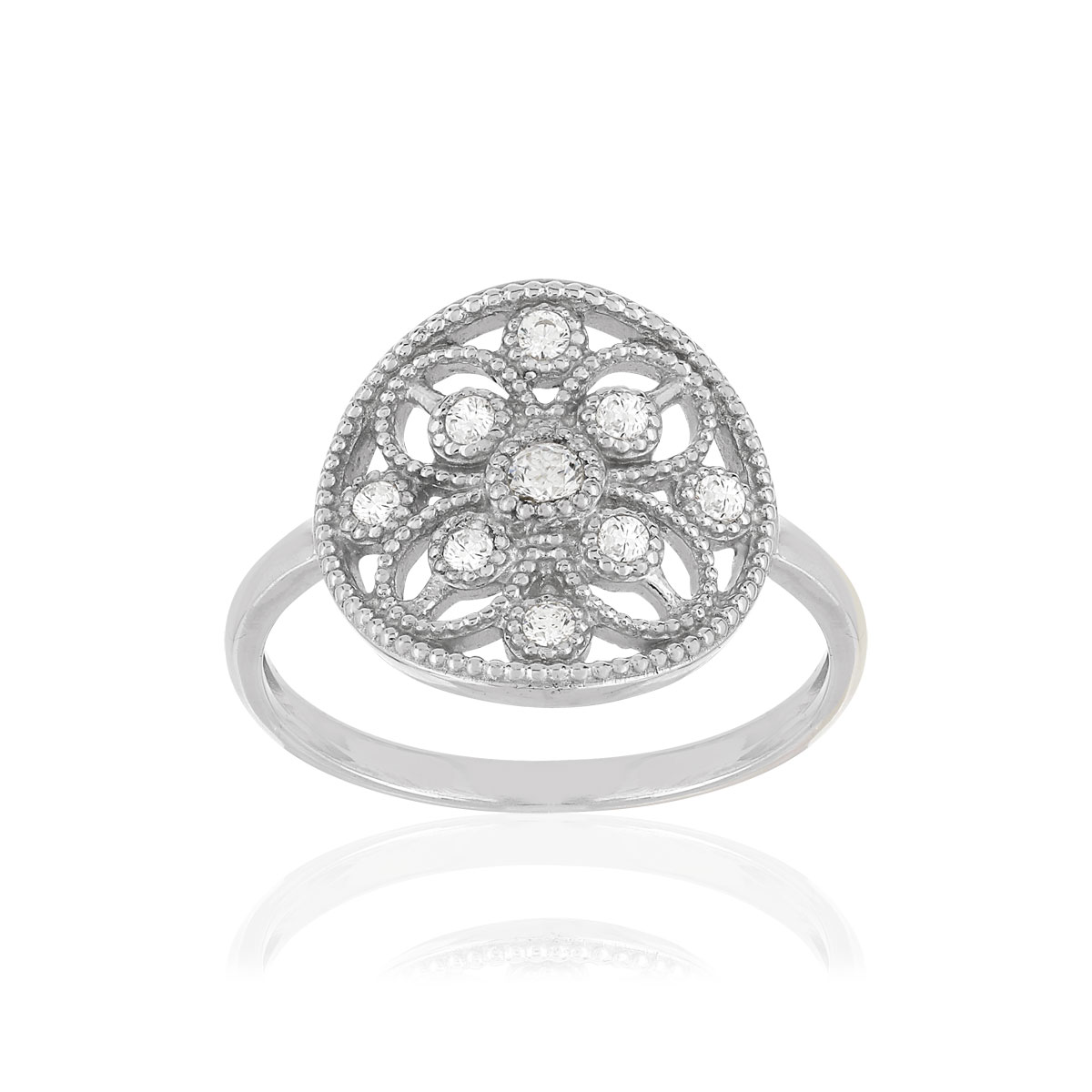 Bague argent 925, zirconias.