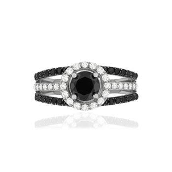 Bague argent 925, zirconias noirs et blancs.
