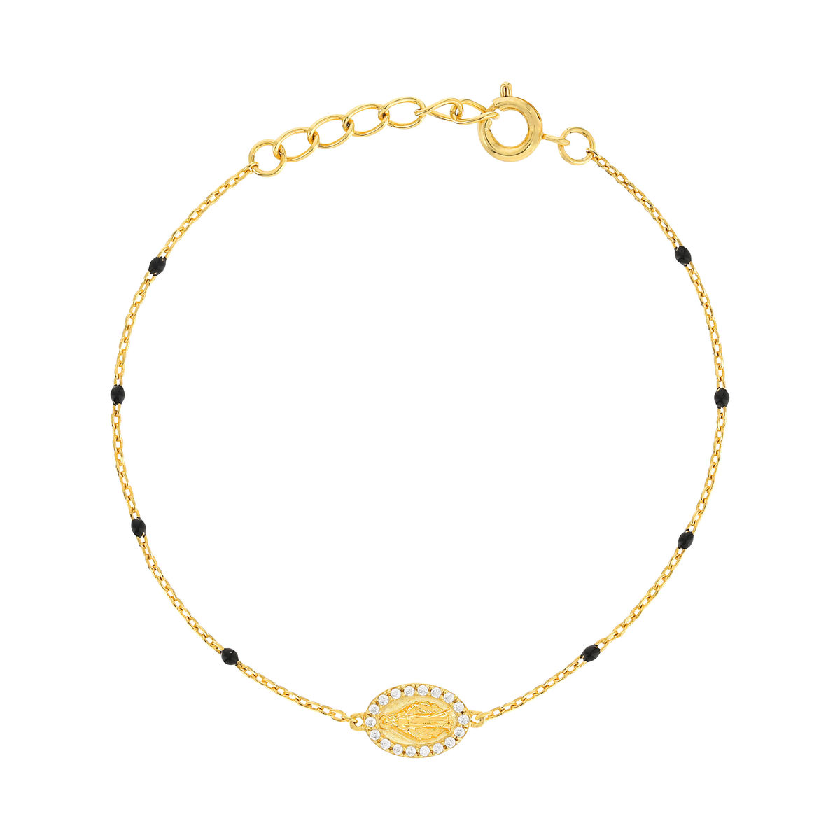 Bracelet plaqué or vierge miraculeuse zirconias