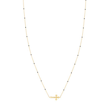 Collier or jaune 375 croix