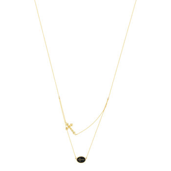 Collier or jaune 375 croix