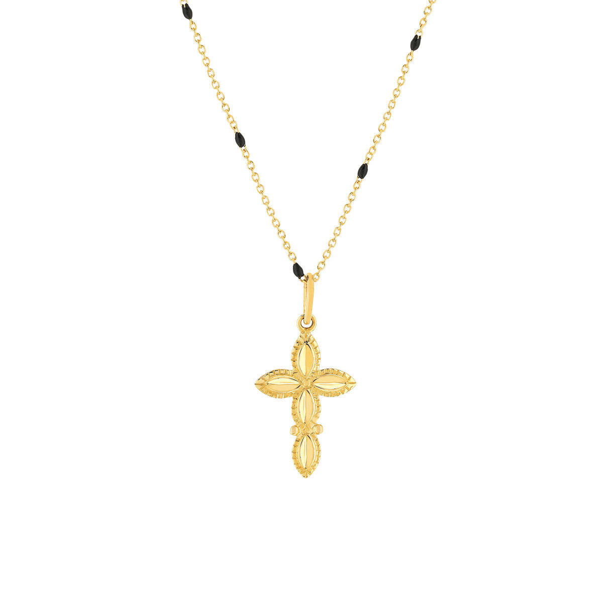 Collier or jaune 375 croix